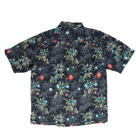 2014 TOMMY BAHAMA Seasons Greetings Silk Shirt sz M Tree Bird Ornament Christmas - Picture 3 of 12